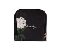 MIAMICA Foldable Travel Laundry Bag, 21'' x 22'', Black with White Floral - Lightweight, Durable Design Drawstring Closure