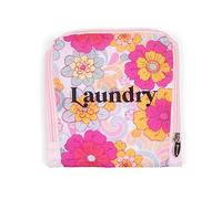 Miamica Malibu Babe Foldable Travel Laundry Bag, Pink Multicolor Flowers - Lightweight, Durable Design with Drawstring Closure, One Size