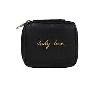 Miamica Women's Pill Case Trendy"Daily Dose" Pill Organizer Box, Black, One Size, Black Saffiano Pill Case Travel, Daily Dose