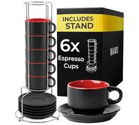 MIAMIO - 6 Espresso Cups (75 ml) - Le Papillon Collection (Red)