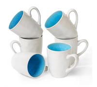 MIAMIO - 6 x 350 ml Coffee Mug Set Stoneware Ceramic - Large Cups for Coffee, Cappuccino and Tea - Modern Mug Set in Blue - Lumera Collection, Dishwasher and Microwave Safe