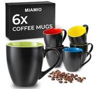 MIAMIO - 6 x 350 ml Stoneware Coffee Mug/Cup Set - Le Papillon Collection (Mixed)