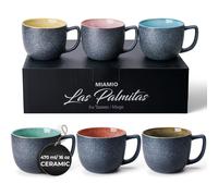 MIAMIO - 6 x 470 ml Coffee Cups/Mug Set/Coffee Cup Large/Modern Stoneware Coffee Mugs - Las Palmitas Collection