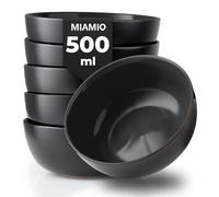 MIAMIO - 6 x 500 ml Stoneware Bowl Set Outside Black Inside Colourful - Le Papillon Collection (Black)