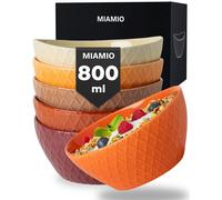 MIAMIO - 6 x 800 ml - Bowl Set/Cereal Set - Modern Bowls L, Magma Red
