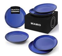 MIAMIO - 6 x Plate/Dinner Plate Set Stoneware Ceramic Tableware Set - Le Papillon Collection (Blue, Big Plate)