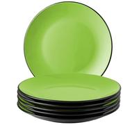 MIAMIO - 6 x Plate/Dinner Plate Set Stoneware Ceramic Tableware Set - Le Papillon Collection (Green, Big Plate)