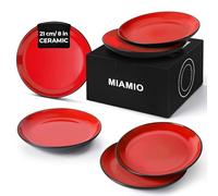 MIAMIO - 6 x Plate/Dinner Plate Set Stoneware Ceramic Tableware Set - Le Papillon Collection (Red, Small Plate)