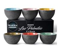 MIAMIO - 750 ml, Bowls Set of 6, Ceramic, Salad, Soup, Cereal, Kitchen, Rice Bowls - Microwave and Dishwasher Safe - Las Palmitas Collection