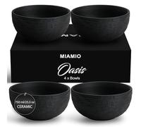MIAMIO - Bowls Set Ceramic (750 ml) / Cereal Bowl Set of 4 - Oasis (Black)