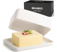 MIAMIO - Butter Dish with Lid (620 ml) Ceramic Butter Keeper / Large Butter Container, Dishwasher Safe Butter Dish with Lid for Countertop (White)