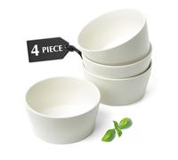 MIAMIO - Ceramic Bowl Set / 25 oz Bowls Set for 4 People, Cereal, Ramen, Soup and Salad Bowl - Dishwasher and Microwave Safe - Luxe Collection (White, Bowls 4X)