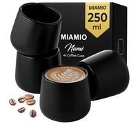 MIAMIO - Ceramic Cup Set of 4 (250 ml) / Ceramic Cups Without Handles/Coffee Mugs, Coffee Cups, Cappuccino Cups (Black)