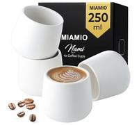 MIAMIO - Ceramic Cup Set of 4 (250 ml) / Ceramic Cups Without Handles/Coffee Mugs, Coffee Cups, Cappuccino Cups (White)