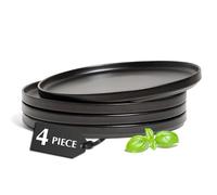 MIAMIO - Ceramic Dinner Plates Set for 4 People/Ceramic Dinnerware 4-Piece, Modern Stoneware, Dishwasher & Microwave Safe - Luxe Collection (Black, Small Plates 4X)