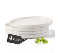MIAMIO - Ceramic Dinner Plates Set for 4 People/Ceramic Dinnerware 4-Piece, Modern Stoneware, Dishwasher & Microwave Safe - Luxe Collection (White, Big Plates 4X)