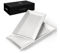 MIAMIO - Ceramic Serving Platter Set of 3 Large Serving Tray/Rectangle Serving Platters for Thanksgiving, Turkey, and Christmas - Microwave, Dishwasher, and Oven Safe Platter (30 x 15 cm)