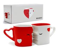 MIAMIO - Coffee Mugs/Kissing Mugs Bridal Pair Gift Set for Weddings/Birthday/Anniversary with Gift Box (Red)