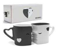 MIAMIO - Coffee Mugs/Kissing Mugs Bridal Pair Gift Set for Weddings/Birthday/Anniversary with Gift Box (Gray)