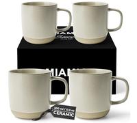 MIAMIO - Coffee Mugs Set of 4 / Ceramic Cups for Coffee (500 ml), Cappuccino, Latte Macchiato, Tea, Espresso/Dishwasher and Microwave Safe - Sierra Collection (Light, Mugs (4X))