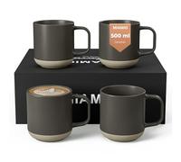 MIAMIO - Coffee Mugs Set of 4 / Ceramic Cups for Coffee (500 ml), Cappuccino, Latte Macchiato, Tea, Espresso/Dishwasher and Microwave Safe - Sierra Collection (Dark, Mugs (4X))