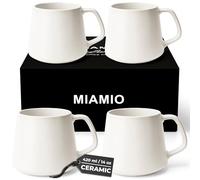 MIAMIO - Coffee Mugs Set of 4, Ceramic, Large (420ml) - Luxe (Cream White)
