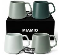 MIAMIO - Coffee Mugs Set of 4, Ceramic, Large (420ml) - Luxe (Evergreen)