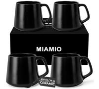 MIAMIO - Coffee Mugs Set of 4, Ceramic Mug (420ml) - Luxe (Black)
