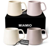 MIAMIO - Coffee Mugs Set of 4 / Large Ceramic Coffee Cups (420 ml) - Mug for Cappuccino, Tea, Espresso - Microwave and Dishwasher Safe - Luxe Collection (Cream Rose)