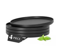 MIAMIO - Dinner Plates Set of 4 Ceramic Dishwasher & Microwave Safe 10 Inch - Luxe Collection, Stoneware Plates Large Flat Plates (Black, Large)