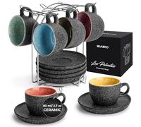 MIAMIO - Espresso Cup Set (80 ml), Ceramic Espresso Mugs - Las Palmitas