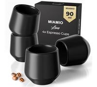 MIAMIO - Espresso Cups Set of 4 (90 ml) / Espresso Cup, Ceramic Espresso Cups, Handleless Mug, Japanese Tea Cups - Luxe Collection (Black)