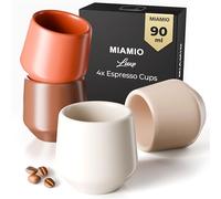MIAMIO - Espresso Cups Set of 4 (90 ml) / Espresso Cup, Ceramic Espresso Cups, Handleless Mug, Japanese Tea Cups - Luxe Collection (Beige Pastel)