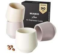 MIAMIO - Espresso Cups Set of 4 (90 ml) / Espresso Cup, Ceramic Espresso Cups, Handleless Mug, Japanese Tea Cups - Luxe Collection (Cream Rose)