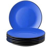MIAMIO - Plate Set Ceramic/Dinner Plates Set of 6 - Le Papillon (Blue) | Ceramic Plate Set (26cm), Plates for Main Dishes, Big Plates, Stoneware Tableware Set - Dishwasher Safe