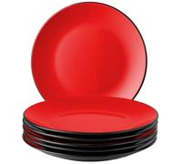 MIAMIO - Plate Set Ceramic/Dinner Plates Set of 6 - Le Papillon (Red) | Ceramic Plate Set (26cm), Plates for Main Dishes, Big Plates, Stoneware Tableware Set - Dishwasher Safe