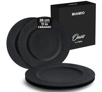 MIAMIO - Plate Set Ceramic/Set of 4 Dinner Plates (28cm) - Oasis (Black)