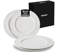 MIAMIO - Plate Set Ceramic/Set of 4 Dinner Plates (28cm) - Oasis (White)