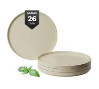 MIAMIO - Plates Set for 4 / Dinnerware Sets for 4 People, Beige Matte Stoneware, Dishwasher, and Microwave Safe - Sierra Collection (Light, Big Plates (4X))