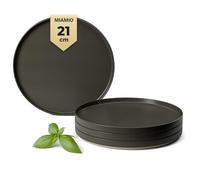 MIAMIO - Plates Set for 4 / Stoneware Dinnerware Sets for 4 People, Dishwasher, and Microwave Safe - Sierra Collection (Dark, Small Plate (4X))