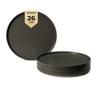 MIAMIO - Plates Set for 4 / Stoneware Dinnerware Sets for 4 People, Dishwasher, and Microwave Safe - Sierra Collection (Dark, Big Plates (4X))