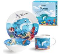 MIAMIO - Set of 3 Kids Dinnerware Set/Children Dishes, Kids Dish Set, Children’s Tableware Set - Includes Plate, Bowl and Cup - for Kids and Toddler (Ocean)
