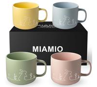 MIAMIO - Spring Cup Set / 4 × 15 oz Ceramic Coffee Cups in Pastel Colours/Large Coffee and Tea Cups in a Modern Design - Gift for Easter and Spring- Prim Collection (Pastel)