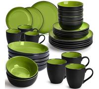 MIAMIO - Stoneware Dinner Set 30-Piece - Le Papillon Collection (Green)
