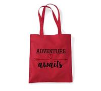 Miammo Adventure Awaits Exploring Statement cotton tote shopping bag - Red