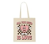 Miammo All you need is love - Quirky vintage Valentine's Day [VD26] tote style shopping bag - white
