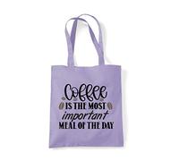 Miammo Coffee is the most important meal of the day funny statement [FB22M] tote shopping bag - Lavender
