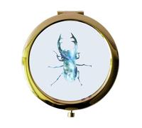 Miammo Cosmic Space Nebula Animal Silhouette Beetle folding compact pocket mirror - gold round circle shape