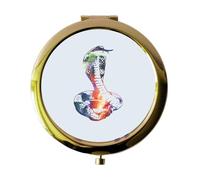 Miammo Cosmic Space Nebula Animal Silhouette Cobra folding compact pocket mirror - gold round circle shape