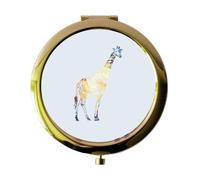 Miammo Cosmic Space Nebula Animal Silhouette Giraffe folding compact pocket mirror - gold round circle shape